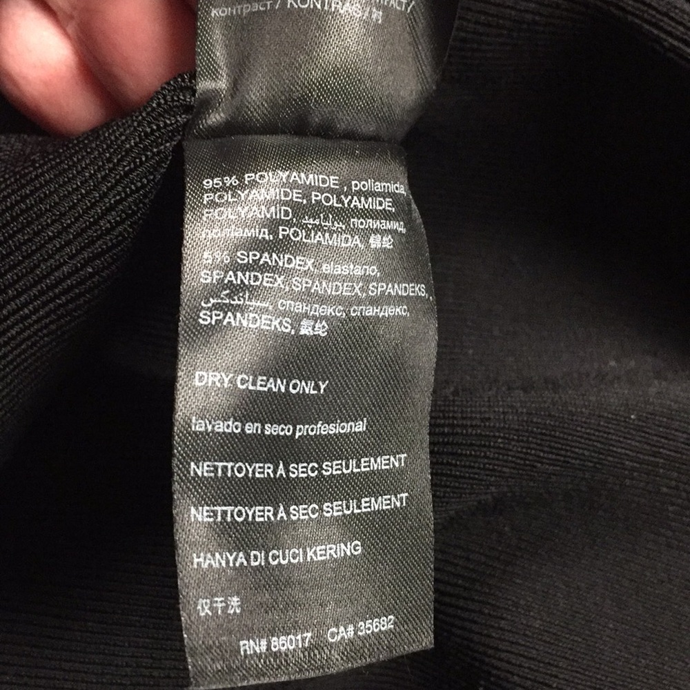 BEBE BLACK BANDAGE ILLUSION NECKLINE DRESS - Picture 7 of 8